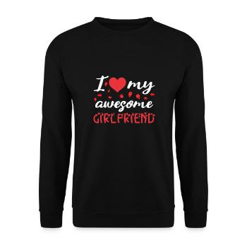 Valentinstags Freundin, Freund, Mann, Frau Partner - Unisex Pullover - Schwarz - Vorne - Alina (178cm) & Michal (187cm)