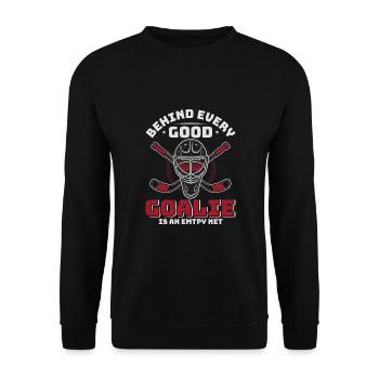 Eishockey Tormann Goalie , Eis Hockey - Unisex Pullover - Schwarz - Vorne - Alina (178cm) & Michal (187cm)