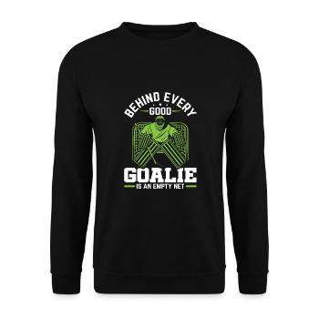 Eishockey Tormann Goalie , Eis Hockey - Unisex Pullover - Schwarz - Vorne - Alina (178cm) & Michal (187cm)
