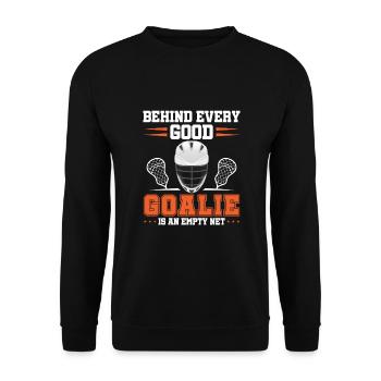 Lacrosse Goalkeeper LAX Goalie Player Fan Coach - Unisex Sweatshirt - black - Front - Alina (178cm) & Michal (187cm)