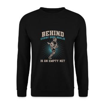 Lacrosse Tormann LAX Goalie Spieler Fan Trainer - Unisex Pullover - Schwarz - Vorne - Alina (178cm) & Michal (187cm)