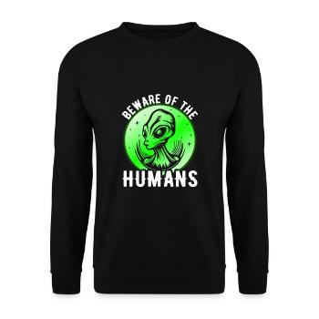 Alien, UFO, UAP, Space, Weltraum Flugobjekt - Unisex Pullover - Schwarz - Vorne - Alina (178cm) & Michal (187cm)