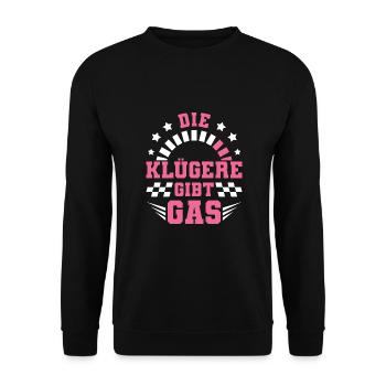 Auto Tuner Girl, KFZ Mechaniker Racing, Frau - Unisex Pullover - Schwarz - Vorne - Alina (178cm) & Michal (187cm)