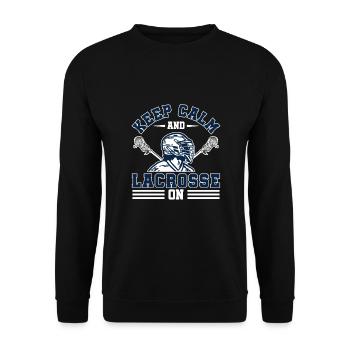 Lacrosse LAX Club Team Players Coaches Fans Coach - Unisex Sweatshirt - black - Front - Alina (178cm) & Michal (187cm)