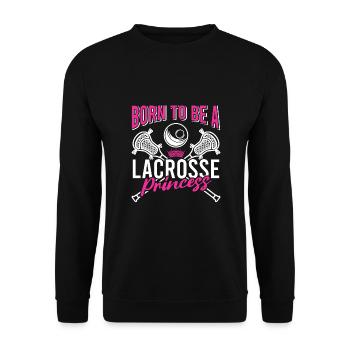 Women's Lacrosse Lacrosse LAX Club Team Player - Unisex Sweatshirt - black - Front - Alina (178cm) & Michal (187cm)