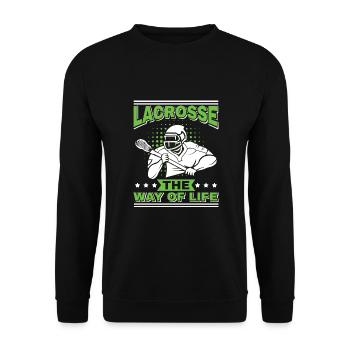 Lacrosse LAX Club Team Players Coaches Fans Coach - Unisex Sweatshirt - black - Front - Alina (178cm) & Michal (187cm)