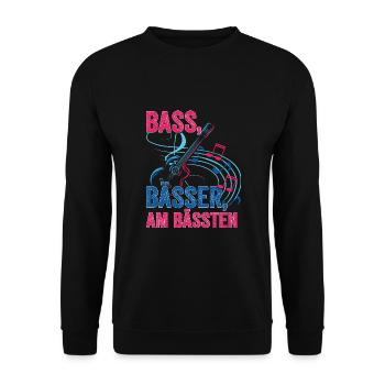 Bassisten, Bassgitarristen Gitarristen Bass - Unisex Pullover - Schwarz - Vorne - Alina (178cm) & Michal (187cm)