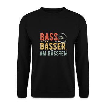 Bassisten, Bassgitarristen Gitarristen Bass - Unisex Pullover - Schwarz - Vorne - Alina (178cm) & Michal (187cm)