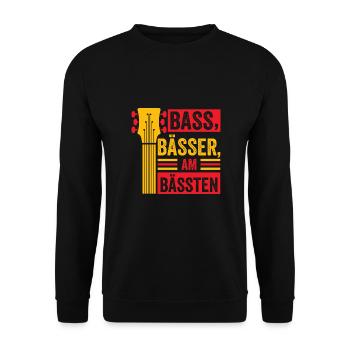 Bassisten, Bassgitarristen Gitarristen Bass - Unisex Pullover - Schwarz - Vorne - Alina (178cm) & Michal (187cm)