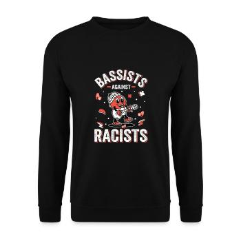 Bassisten gegen Rassisten Bassspieler gegen Rechts - Unisex Pullover - Schwarz - Vorne - Alina (178cm) & Michal (187cm)
