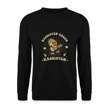 Bassisten gegen Rassisten Bassspieler gegen Rechts - Unisex Pullover - Schwarz - Vorne - Alina (178cm) & Michal (187cm)