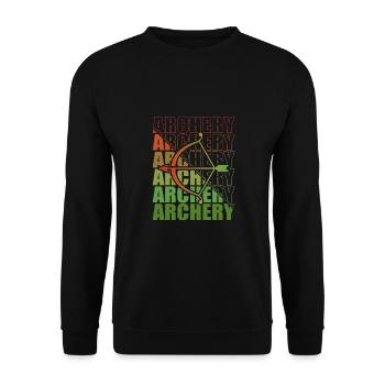 Bogensport Bogenschütze Bogenschießen Pfeil Bogen - Unisex Pullover - Schwarz - Vorne - Alina (178cm) & Michal (187cm)