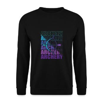 Bogensport Bogenschütze Bogenschießen Pfeil Bogen - Unisex Pullover - Schwarz - Vorne - Alina (178cm) & Michal (187cm)