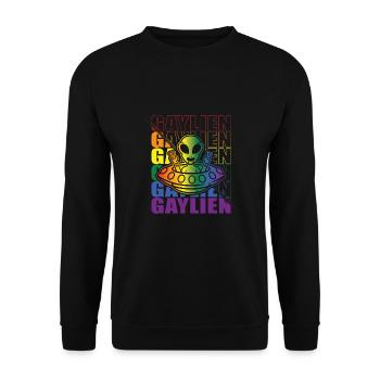 Gender Lesben, Schwule, Trans, Queer Regenbogen - Unisex Pullover - Schwarz - Vorne - Alina (178cm) & Michal (187cm)