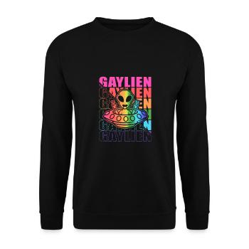Gender Lesben, Schwule, Trans, Queer Regenbogen - Unisex Pullover - Schwarz - Vorne - Alina (178cm) & Michal (187cm)