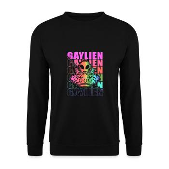 Gender Lesben, Schwule, Trans, Queer Regenbogen - Unisex Pullover - Schwarz - Vorne - Alina (178cm) & Michal (187cm)