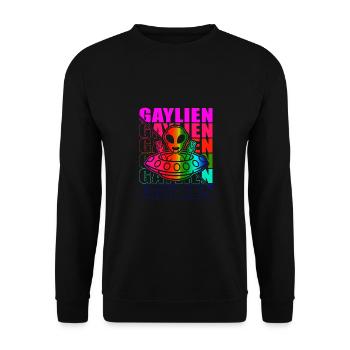 Gender Lesben, Schwule, Trans, Queer Regenbogen - Unisex Pullover - Schwarz - Vorne - Alina (178cm) & Michal (187cm)