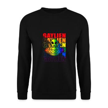 Gender Lesben, Schwule, Trans, Queer Regenbogen - Unisex Pullover - Schwarz - Vorne - Alina (178cm) & Michal (187cm)