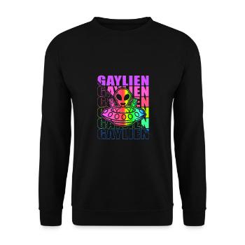 Gender Lesben, Schwule, Trans, Queer Regenbogen - Unisex Pullover - Schwarz - Vorne - Alina (178cm) & Michal (187cm)