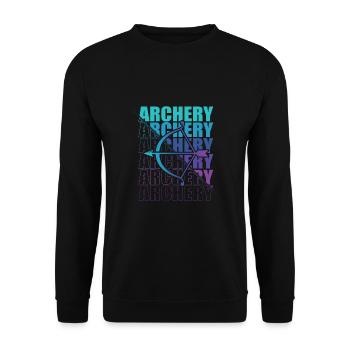 Bogensport Bogenschütze Bogenschießen Pfeil Bogen - Unisex Pullover - Schwarz - Vorne - Alina (178cm) & Michal (187cm)