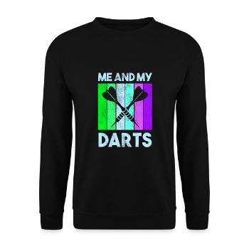 Darts Sport Verein, Dartscheibe, Pfeil Sport Dart - Unisex Pullover - Schwarz - Vorne - Alina (178cm) & Michal (187cm)