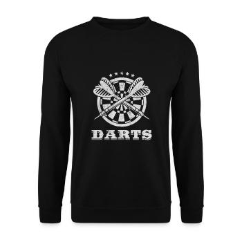 Darts Sport Verein, Dartscheibe, Pfeil Sport Dart - Unisex Pullover - Schwarz - Vorne - Alina (178cm) & Michal (187cm)