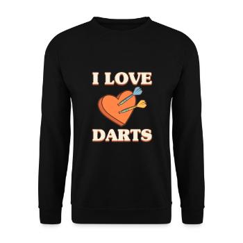 Darts Sport Verein, Dartscheibe, Pfeil Sport Dart - Unisex Pullover - Schwarz - Vorne - Alina (178cm) & Michal (187cm)