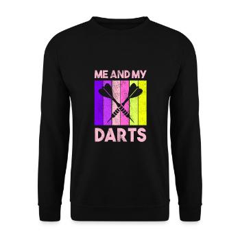 Darts Sport Verein, Dartscheibe, Pfeil Sport Dart - Unisex Pullover - Schwarz - Vorne - Alina (178cm) & Michal (187cm)