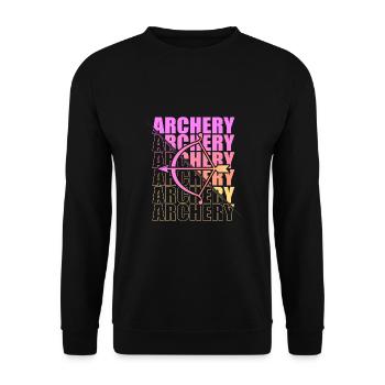 Bogensport Bogenschütze Bogenschießen Pfeil Bogen - Unisex Pullover - Schwarz - Vorne - Alina (178cm) & Michal (187cm)