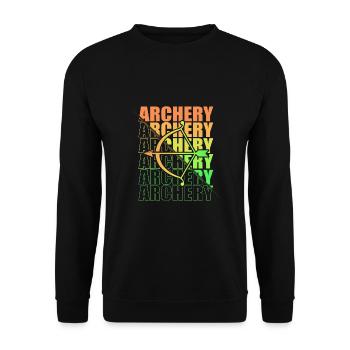 Bogensport Bogenschütze Bogenschießen Pfeil Bogen - Unisex Pullover - Schwarz - Vorne - Alina (178cm) & Michal (187cm)