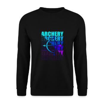 Bogensport Bogenschütze Bogenschießen Pfeil Bogen - Unisex Pullover - Schwarz - Vorne - Alina (178cm) & Michal (187cm)