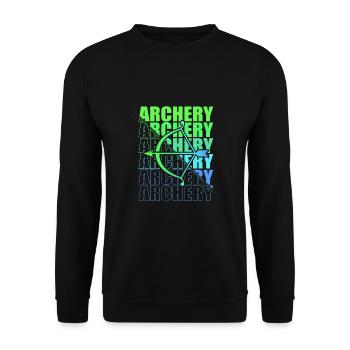 Bogensport Bogenschütze Bogenschießen Pfeil Bogen - Unisex Pullover - Schwarz - Vorne - Alina (178cm) & Michal (187cm)