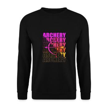 Bogensport Bogenschütze Bogenschießen Pfeil Bogen - Unisex Pullover - Schwarz - Vorne - Alina (178cm) & Michal (187cm)