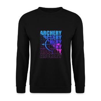 Bogensport Bogenschütze Bogenschießen Pfeil Bogen - Unisex Pullover - Schwarz - Vorne - Alina (178cm) & Michal (187cm)