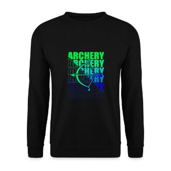 Bogensport Bogenschütze Bogenschießen Pfeil Bogen - Unisex Pullover - Schwarz - Vorne - Alina (178cm) & Michal (187cm)