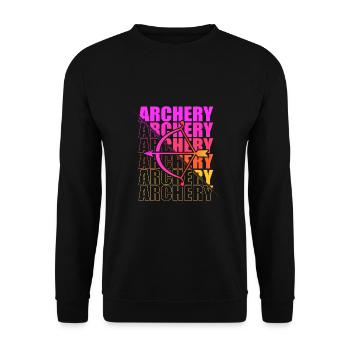 Bogensport Bogenschütze Bogenschießen Pfeil Bogen - Unisex Pullover - Schwarz - Vorne - Alina (178cm) & Michal (187cm)