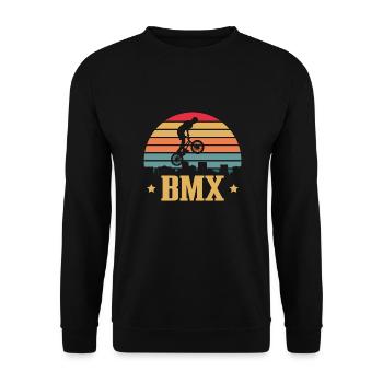 vintage Bike Outfit, Fahrrad Urban Freestyle BMX - Unisex Pullover - Schwarz - Vorne - Alina (178cm) & Michal (187cm)
