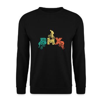 Tenue de vélo vintage, vélo urbain freestyle BMX - Sweat-shirt Unisexe - noir - Devant - Alina (178cm) & Michal (187cm)