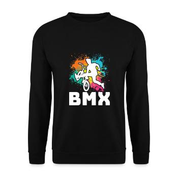 vintage Bike Outfit, Fahrrad Urban Freestyle BMX - Unisex Pullover - Schwarz - Vorne - Alina (178cm) & Michal (187cm)