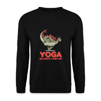 Yogi Yogini Gesundheits Meditation Outfits Girls - Unisex Pullover - Schwarz - Vorne - Alina (178cm) & Michal (187cm)
