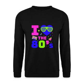 80s Retro CostumeTheme Party Costume 90s Party - Unisex Sweatshirt - black - Front - Alina (178cm) & Michal (187cm)