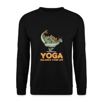 Yogi Yogini Gesundheits Meditation Outfits Girls - Unisex Pullover - Schwarz - Vorne - Alina (178cm) & Michal (187cm)