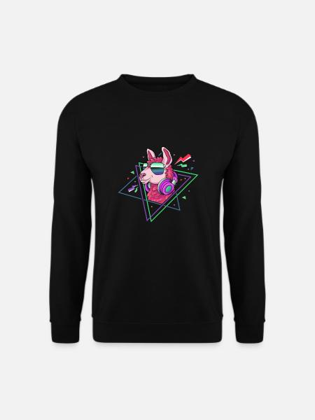 Lama Alpaka 80er Jahre Retro Kostüm 90er Party - Unisex Pullover - Schwarz