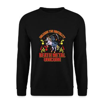 Goth Rock Satan Einhorn Festivals Death Metal - Unisex Pullover - Schwarz - Vorne - Alina (178cm) & Michal (187cm)