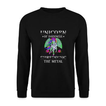 Goth Rock Satan Einhorn Festivals Death Metal - Unisex Pullover - Schwarz - Vorne - Alina (178cm) & Michal (187cm)