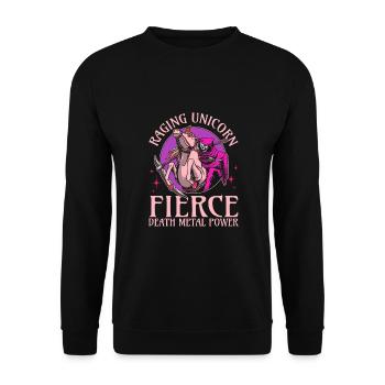Goth Rock Satan Einhorn Festivals Death Metal - Unisex Pullover - Schwarz - Vorne - Alina (178cm) & Michal (187cm)