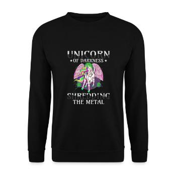Goth Rock Satan Einhorn Festivals Death Metal - Unisex Pullover - Schwarz - Vorne - Alina (178cm) & Michal (187cm)