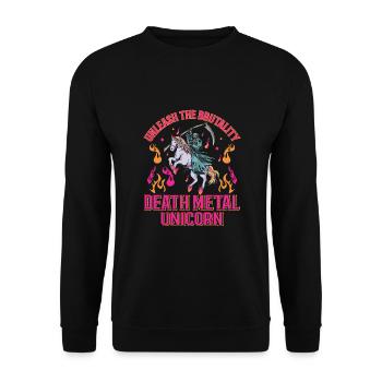 Goth Rock Satan Einhorn Festivals Death Metal - Unisex Pullover - Schwarz - Vorne - Alina (178cm) & Michal (187cm)