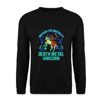 Goth Rock Satan Einhorn Festivals Death Metal - Unisex Pullover - Schwarz - Vorne - Alina (178cm) & Michal (187cm)