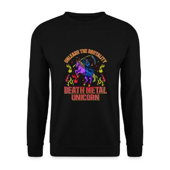 Goth Rock Satan Einhorn Festivals Death Metal - Unisex Pullover - Schwarz - Vorne - Alina (178cm) & Michal (187cm)